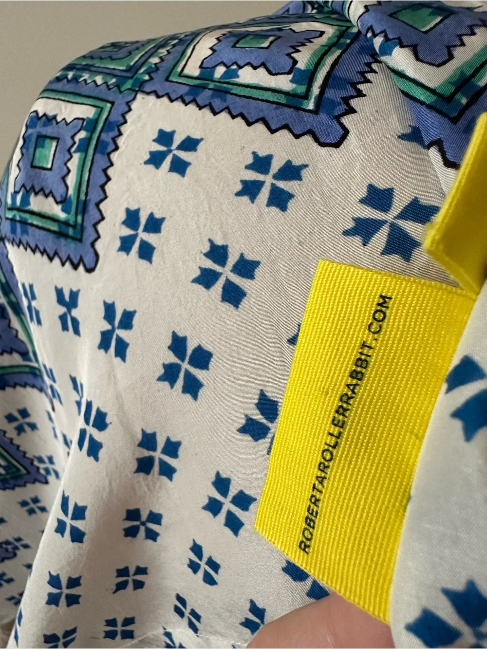 Roberta Roller Rabbit Blue & White Printed Kaftan with Teal Accent